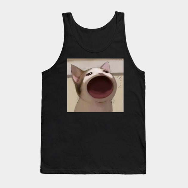 Pop Cat My Beloved Cat Meme Oatmeal Tank Top by BobaPenguin